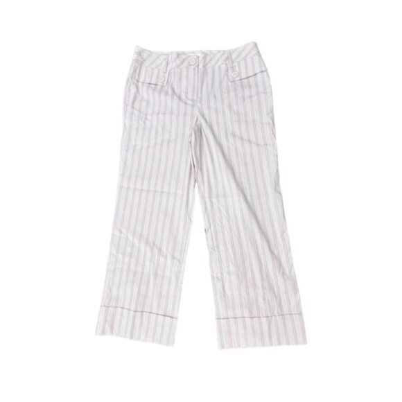 Women's Modern Cuffed Crop Pants ANN TAYLOR LOFT Size 8 NWT Striped Embroidered - Picture 1 of 11
